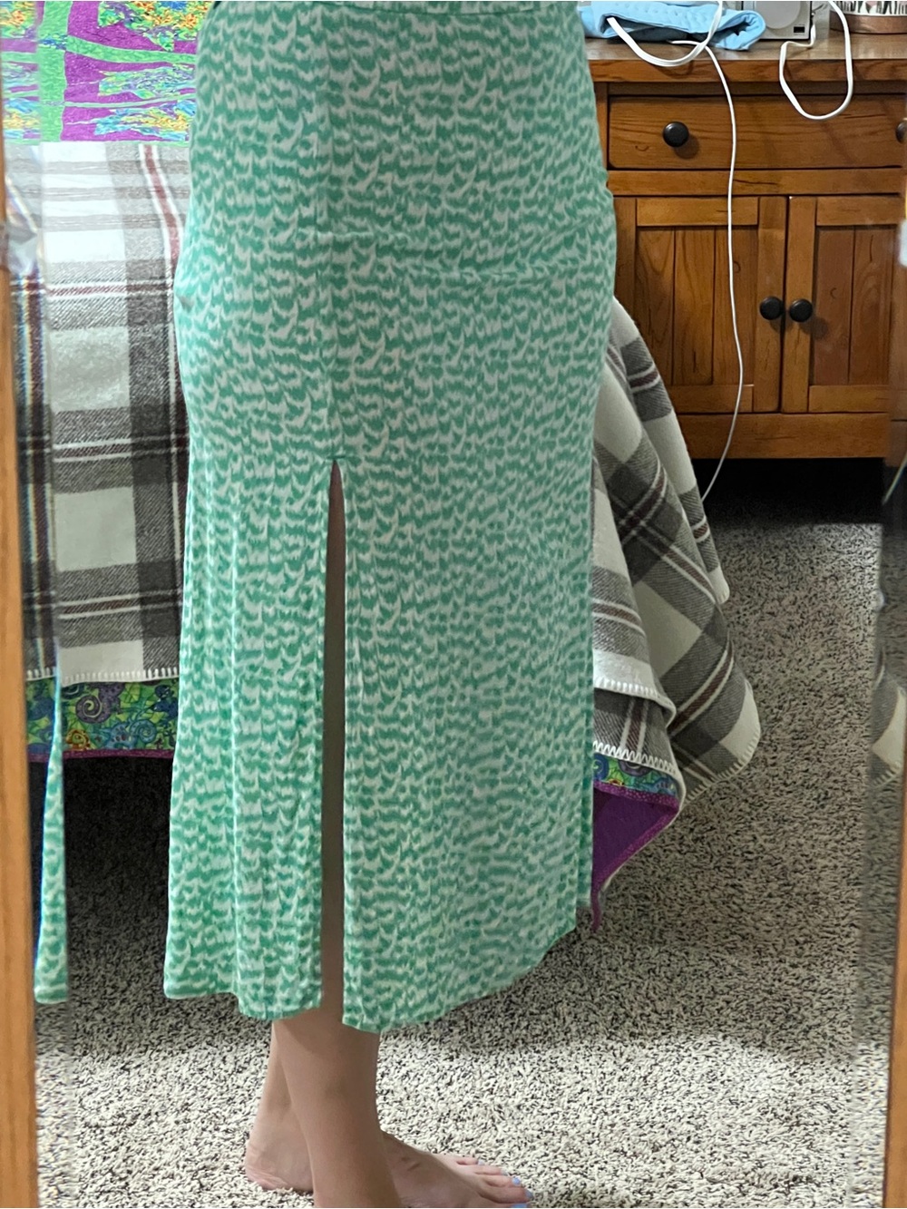 Women's Mint Green Printed Maxi Skirt
